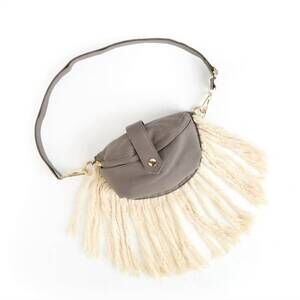 NEW THOMAS & LEE COMPANY women's fringe fanny bum bag in grey